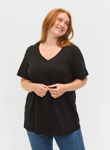 Basis T-skjorter i bomull 2 stk., Black/Black, Model image number 0