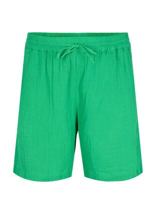 Shorts i bomullsmusselin med lommer, Jolly Green, Packshot image number 0
