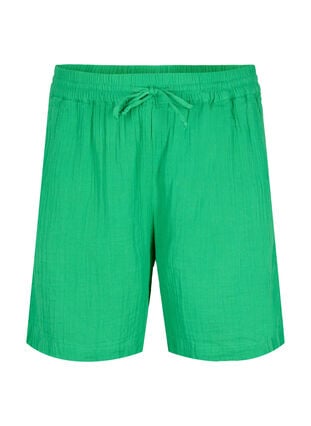 Zizzi Shorts i bomullsmusselin med lommer, Jolly Green, Packshot image number 0