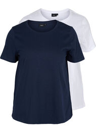Basis T-skjorter i bomull, 2 stk., Navy B/B White, Packshot