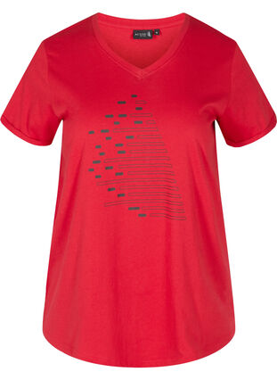 T-skjorte med trykk i bomull til trening , Haute Red, Packshot image number 0