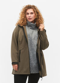 Kort softshell jakke med lommer, Bungee Cord , Model