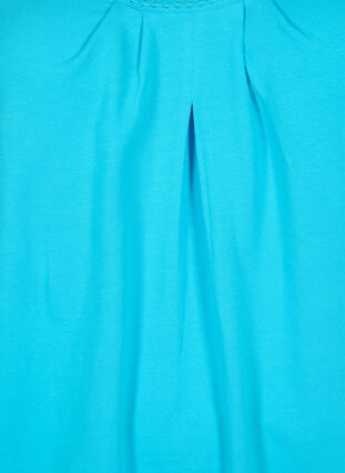 Bomullstopp med rund hals og blondekant, Blue Atoll, Packshot image number 2