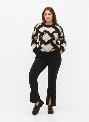 Strikket bluse med mønster, Black Comb, Model image number 2