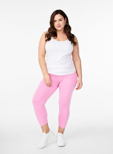 Zizzi Basis 3/4 leggings i viskose, Rosa, Model image number 1
