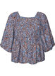 Bluse med smock og firkantet utringning, Bl&aring;, Packshot image number 0