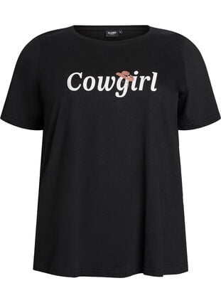 Zizzi FLASH - T-skjorte med trykk, Black Cowgirl, Packshot image number 0
