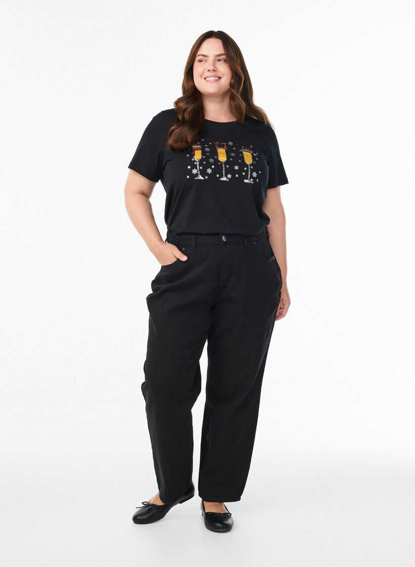 Jule-T-skjorte i økologisk bomull, Svart, Model image number 1