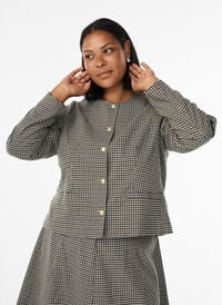 Kort jakke med gullfargede knapper, Brun Kort jakke med gullfargede knapper, Brun, Model