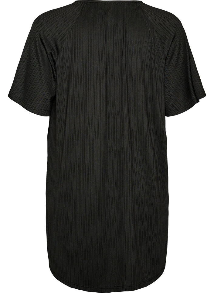 Jerseytunika med teksturerte striper, Svart, Packshot image number 1