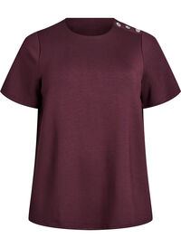 Kortermet bluse med knappestolpe, Mørk Bordeaux Kortermet bluse med knappestolpe