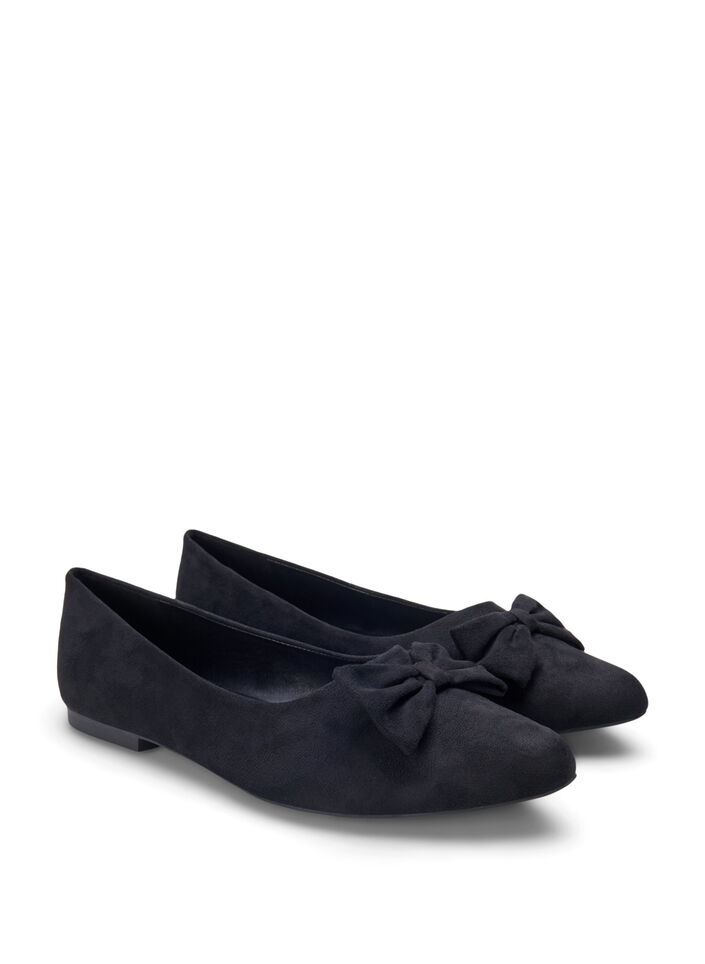 Ballerinasko med vid passform og sløyfe, Black, Packshot