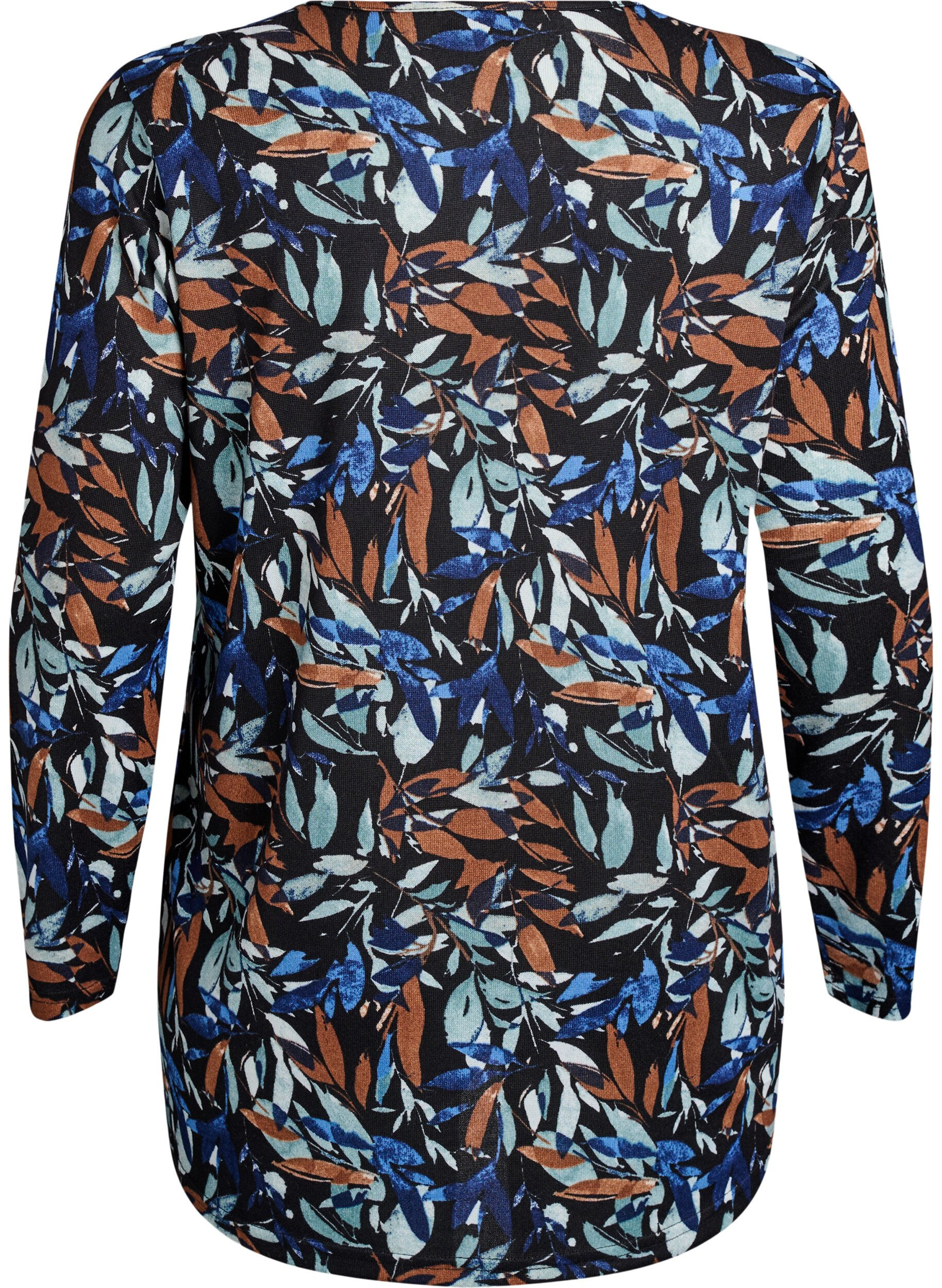 ZizziM&oslash;nstret bluse med lange ermer, Bl&aring;, Packshot image number 1