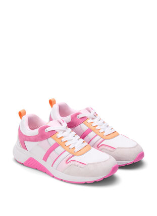 Wide fit sneakers, White Pink, Packshot image number 1