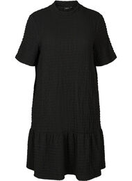 Kortermet kjole med struktur og A-form, Black