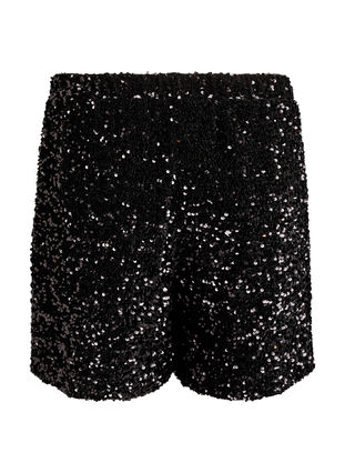 Zizzi Shorts med høy midje og paljetter, Svart, Packshot image number 1