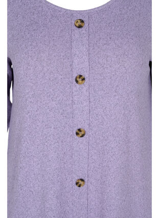 Bluse med knapper og 3/4-ermer, Purple Melange, Packshot image number 2