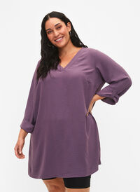 A-formet tunika med 3/4-ermer, Vintage Violet, Model