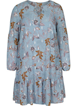 Langermet kjole med blomstermønster, Light Blue AOP, Packshot image number 0