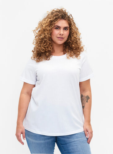 Basis T-skjorte i bomull, Bright White, Model image number 0