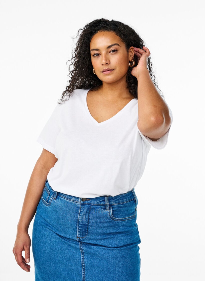 2-pakke t-skjorter med v-hals, Svart, Model image number 0