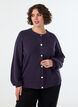 Cardigan i myk strikk med gullfargede knapper, Lilla, Model image number 0
