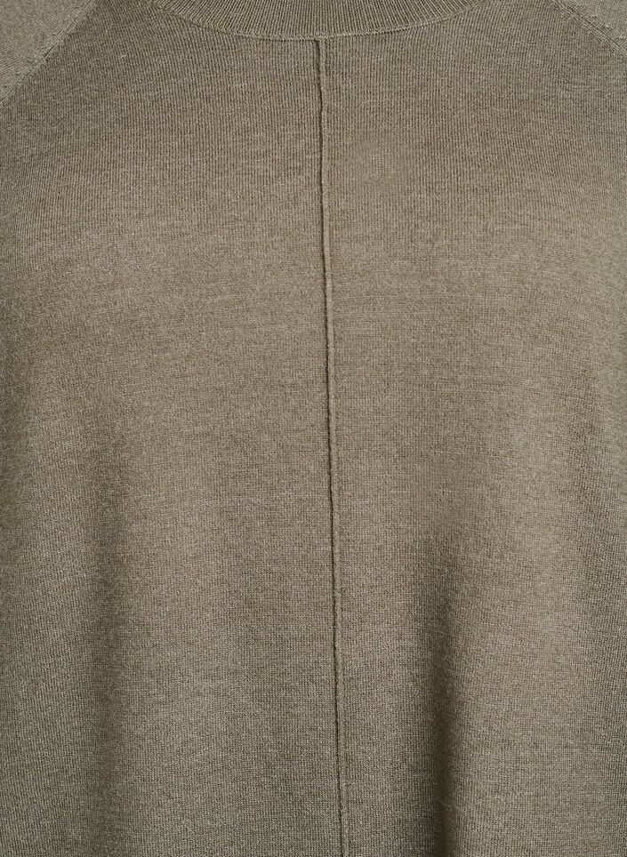Strikket bluse med midtsøm og raglanermer, Grønn, Packshot image number 2