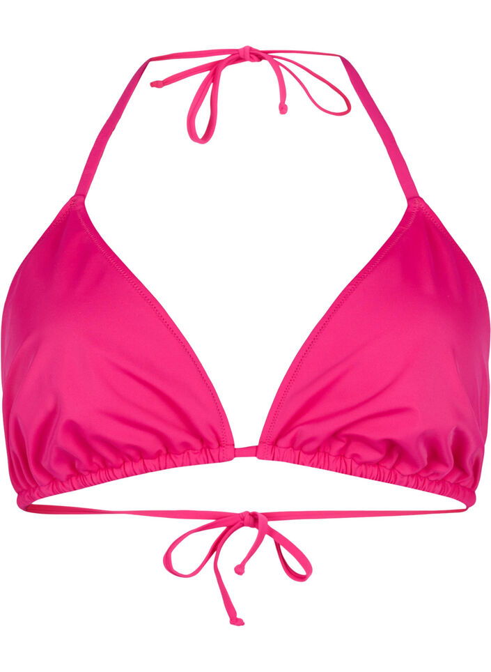 Ensfarget trekantet bikinitopp, Rosa, Packshot image number 0