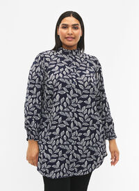 Tunika med vaffelsøm, Navy Leaf, Model