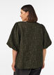Jacquard bluse med puffermer og A-linjeform, Gr&oslash;nn, Model image number 2