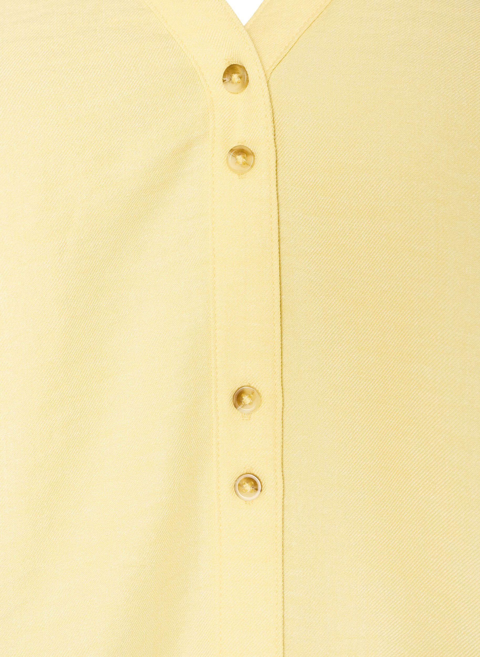 ZizziSkjortebluse med V-hals og korte ermer, Gul, Packshot image number 2