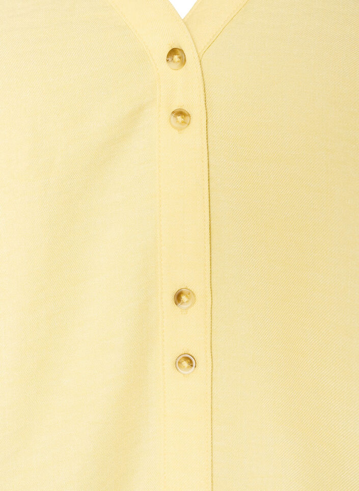 Skjortebluse med V-hals og korte ermer, Gul, Packshot image number 2