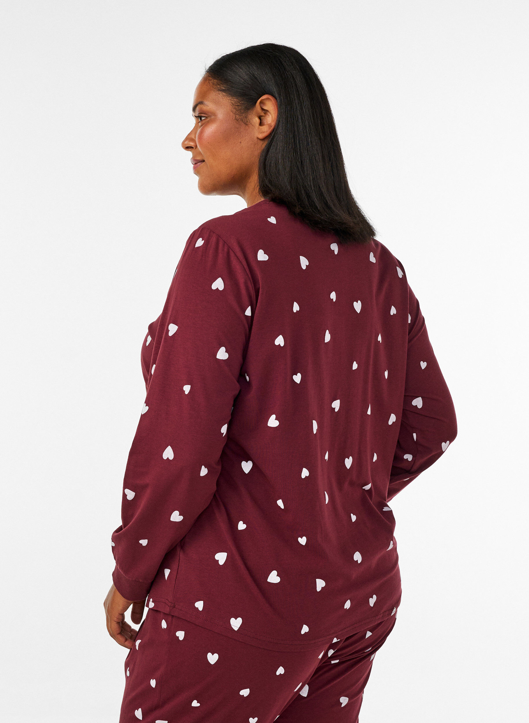 ZizziNattbluse med et trykk, R&oslash;d, Model image number 2