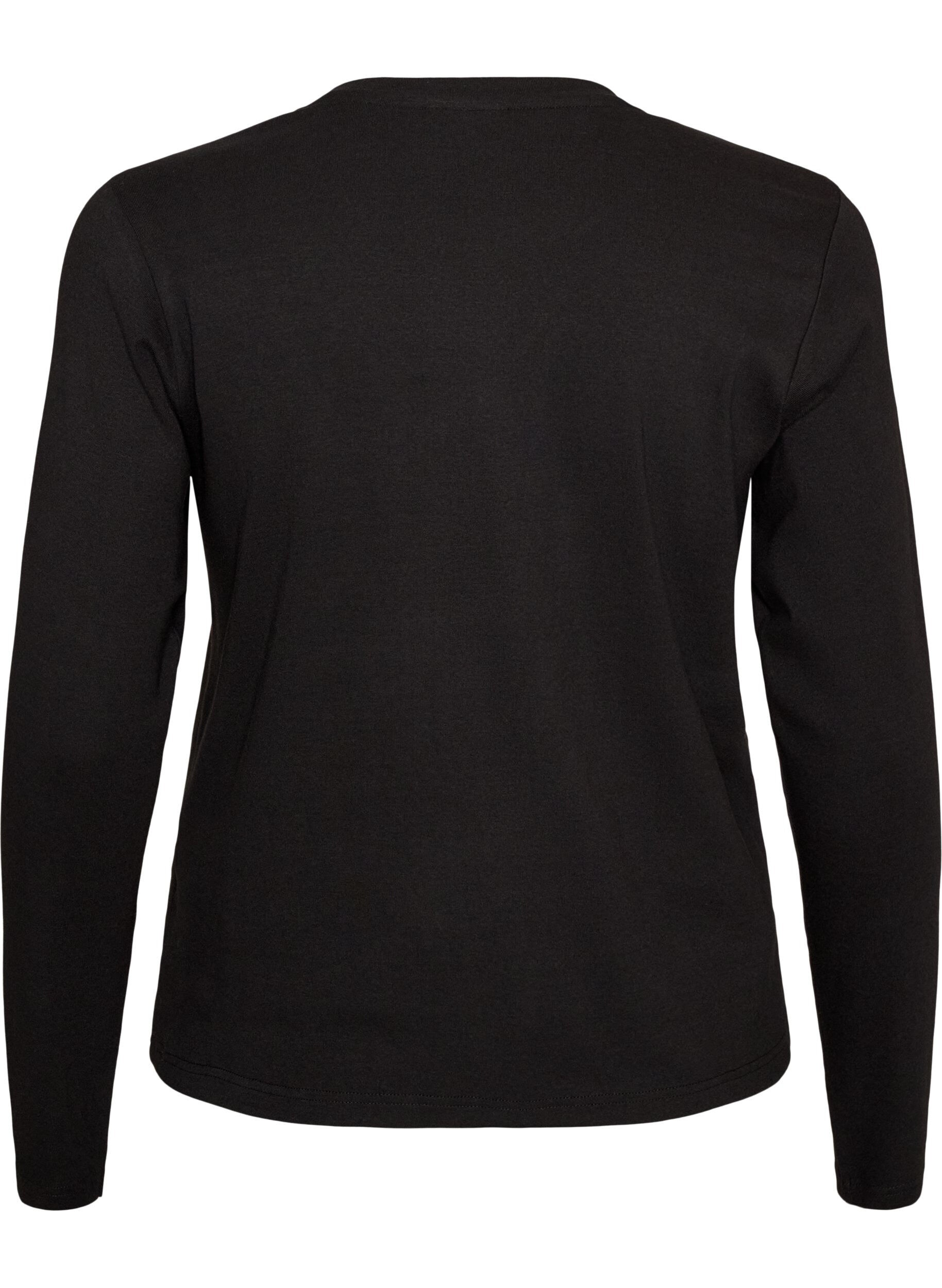 ZizziLangermet basis-T-skjorte med rund hals, Svart, Packshot image number 1