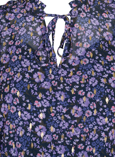 Tunika med blomstermønster og lurex, Purple Ditzy Flower, Packshot image number 2