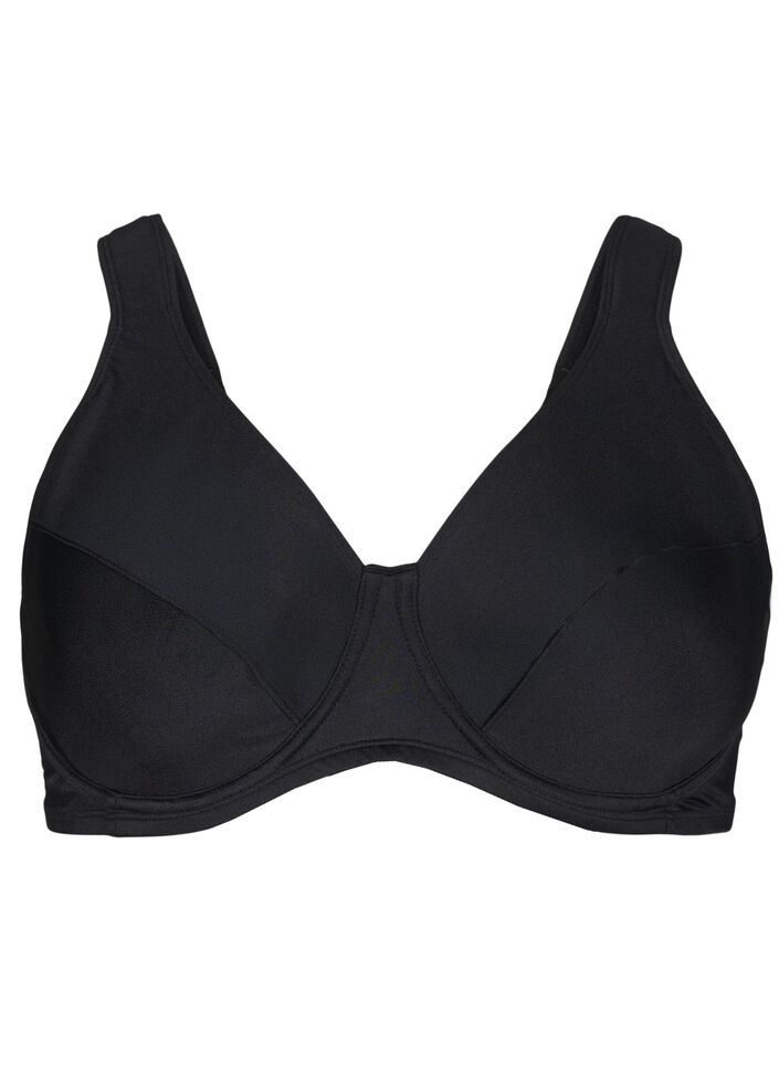 Heldekkende bikinioverdel med bøyle, Black, Packshot