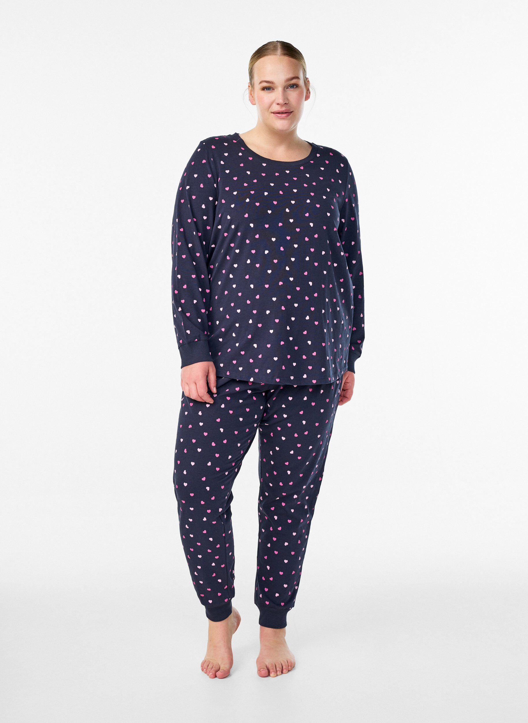 Trykte pyjamasbukser, Bl&aring;, Model