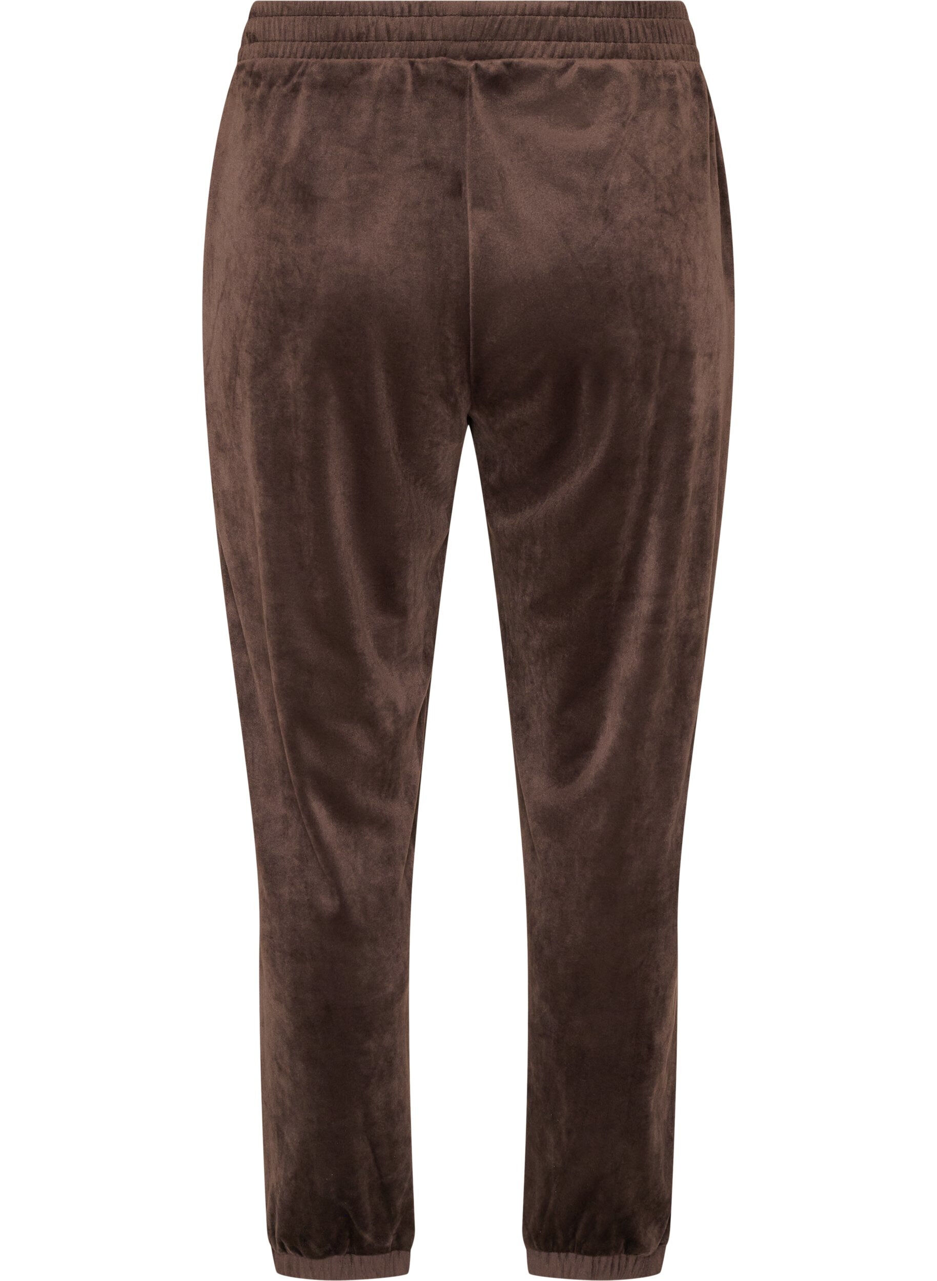 ZizziLoose fit velourbukser, Brun, Packshot image number 1
