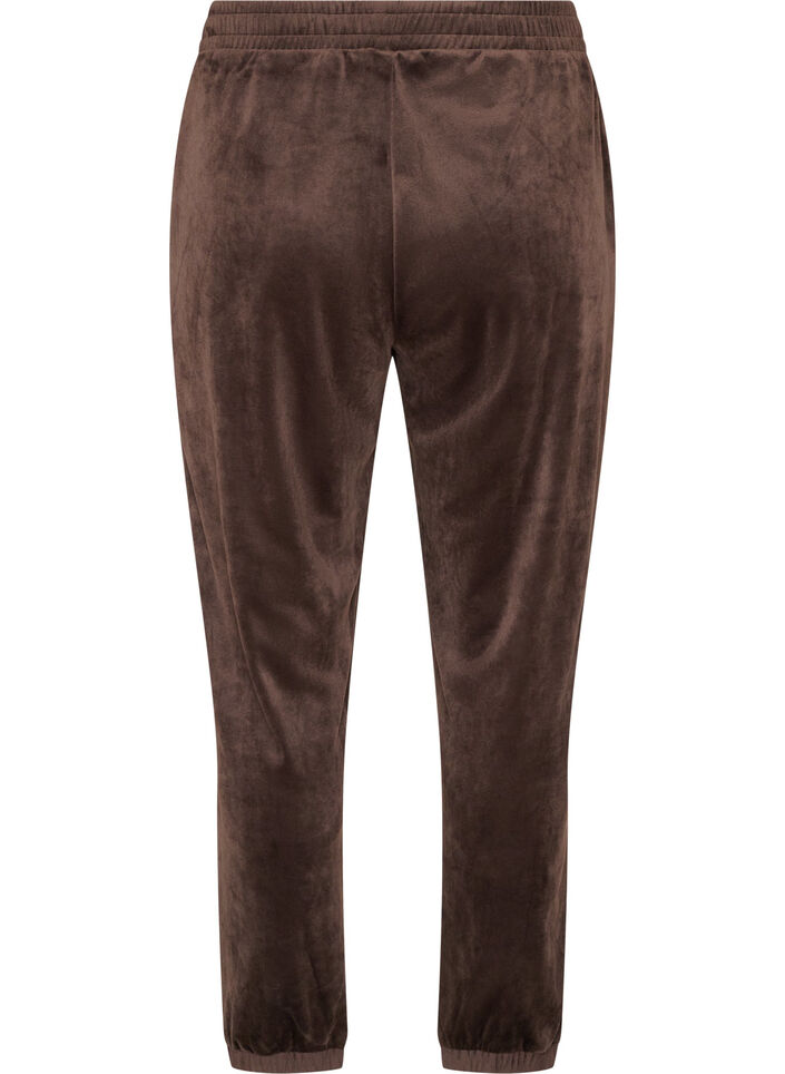 Loose fit velourbukser, Brun, Packshot image number 1