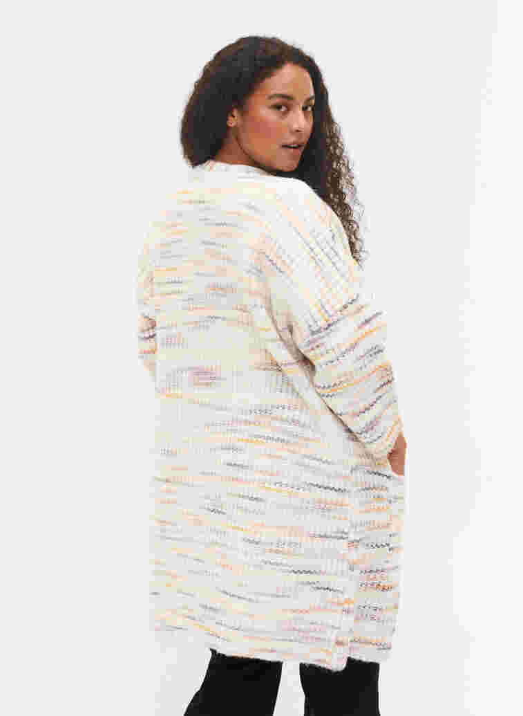 Melert strikket cardigan med cropped ermer, Multi Color, Model image number 1