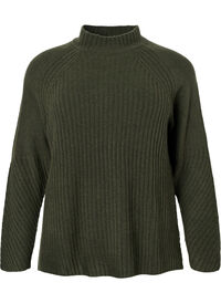 Genser med turtleneck og ribbestrikket struktur	
