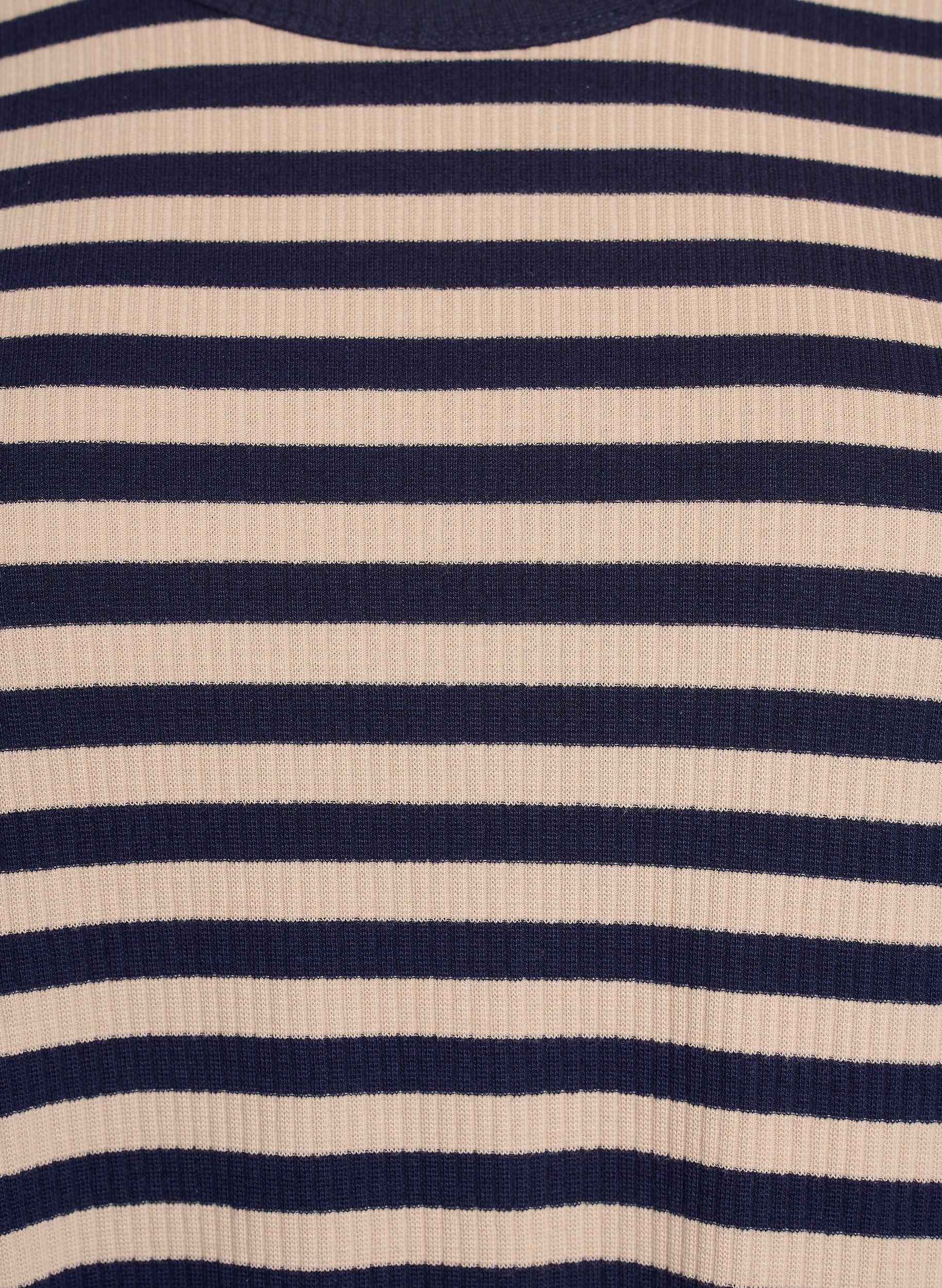 Zizzi Stripete bluse med lange ermer, Beige, Packshot image number 2