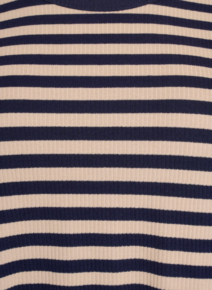 Stripete bluse med lange ermer, Beige, Packshot image number 2