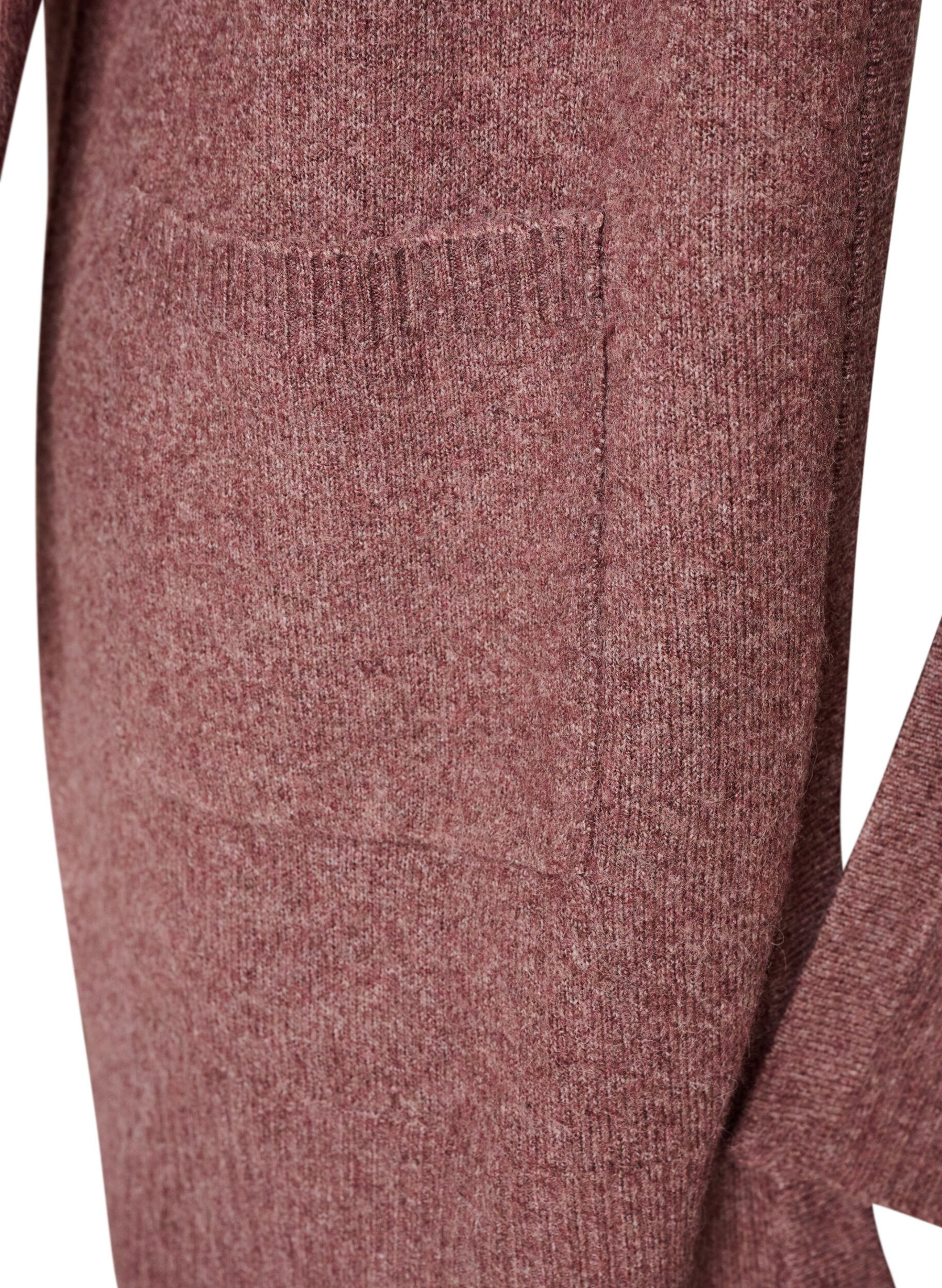 ZizziRibbestrikket cardigan med lommer, Rosa, Packshot image number 3