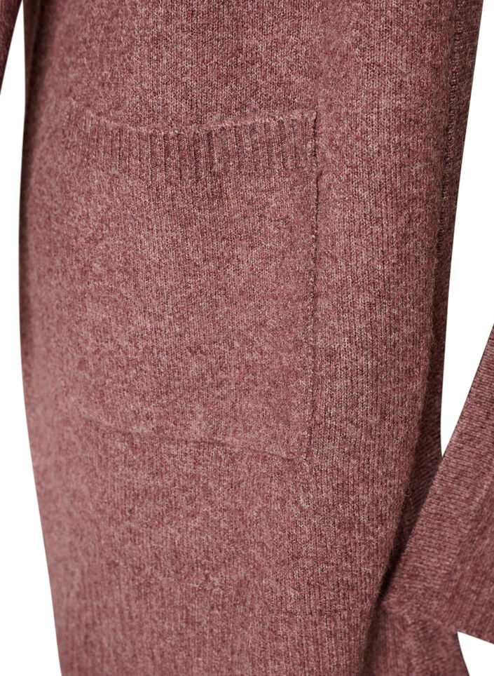 Ribbestrikket cardigan med lommer, Rosa, Packshot image number 3