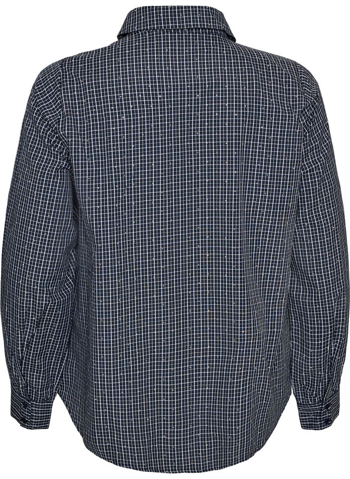 Rutete skjorte med rhinesteiner, Bl&aring;, Packshot image number 1