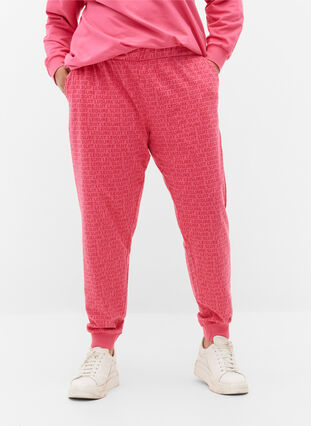 Joggebukser med mønster og lommer, Hot Pink AOP, Model image number 2