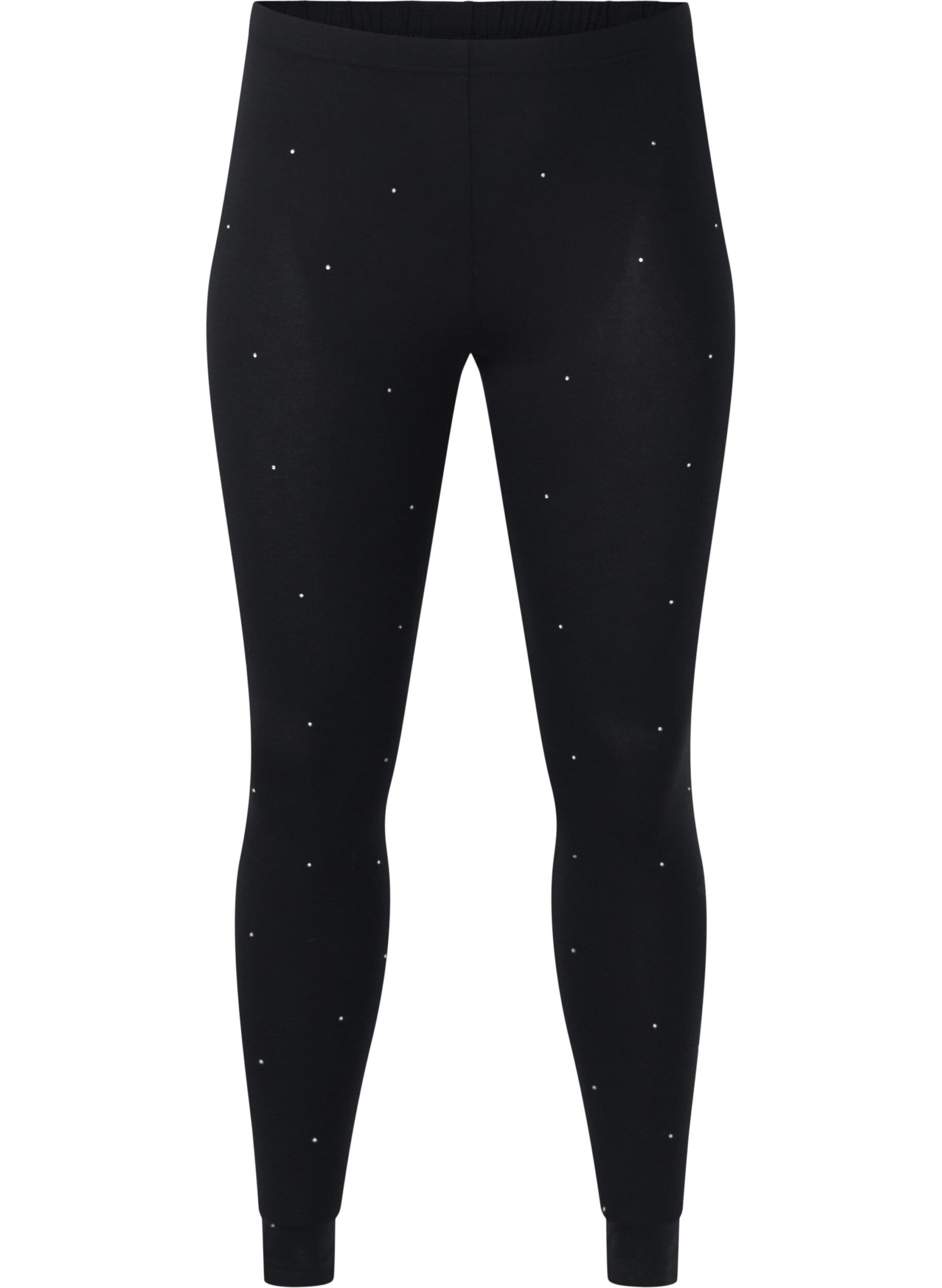 Zizzi Viskose tights med paljetter, Black, Packshot image number 0