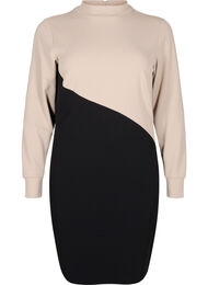 Fargeblokk kjole med høy hals, Black w. P.Cashmere