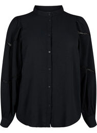 Skjortebluse med heklede detaljer, Black